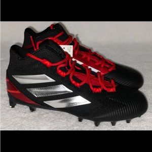 ADIDAS Carbon Mid Black Red Silver White TD Football Cleats Mens 9.5.  New.